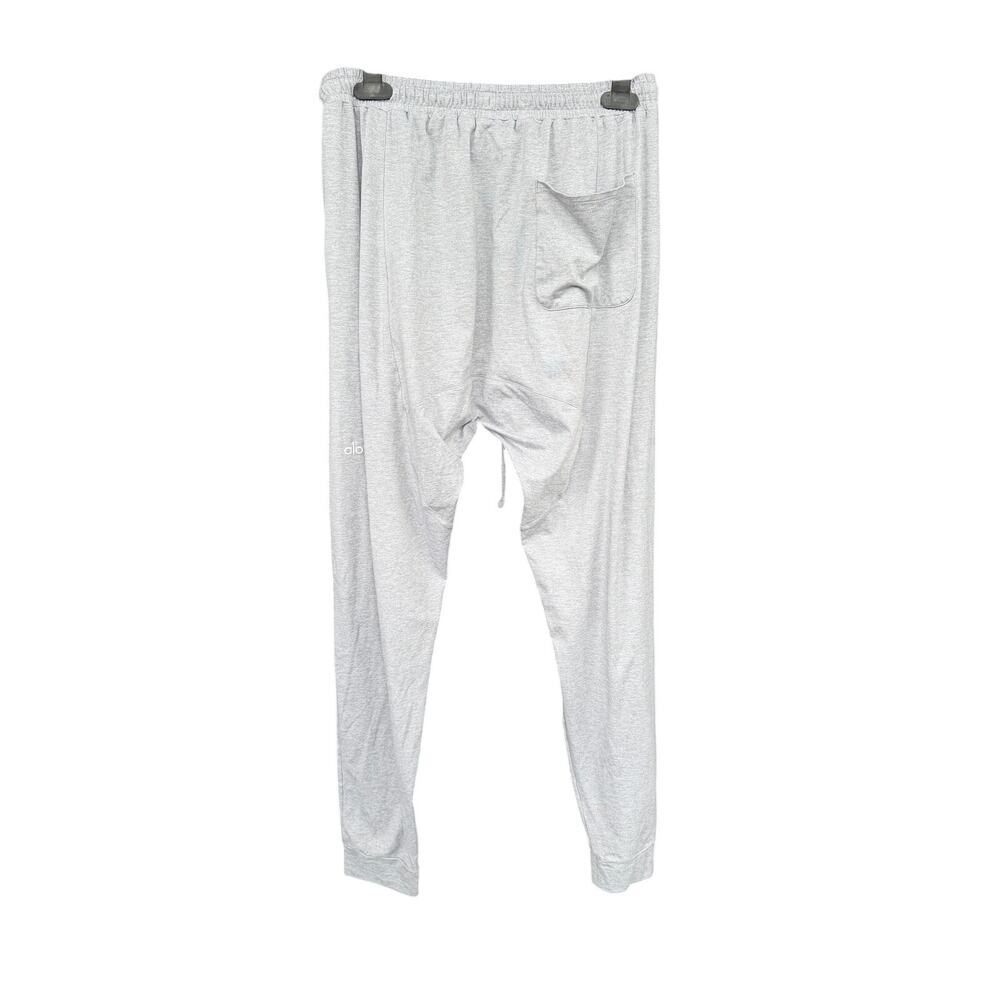 Alo Yoga Men's Medium Drop Crotch Harem Jogger Pants Heather Gray Zipper Pockets - Picture 2 of 7